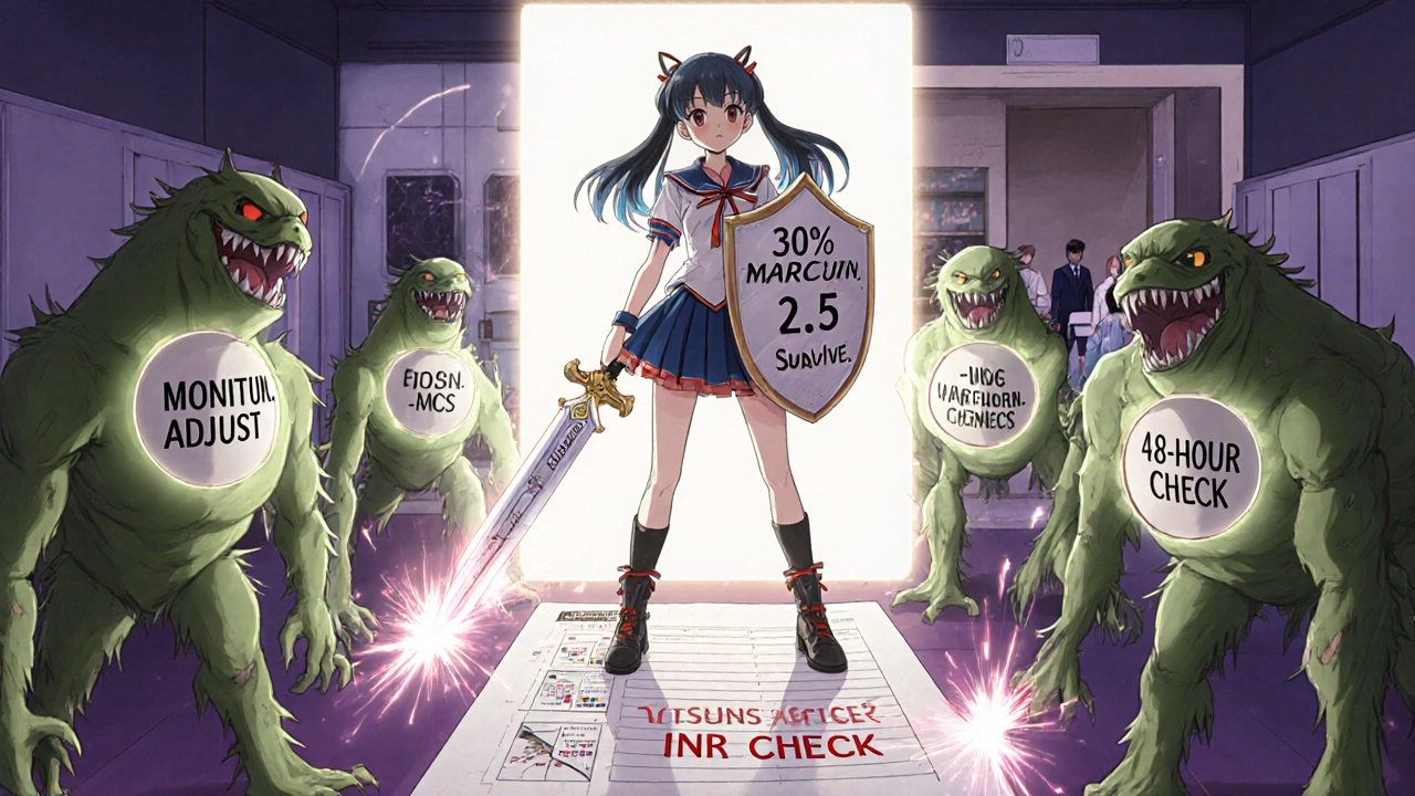 Magical girl battling drug monsters in a pharmacy realm with monitoring charts as weapons