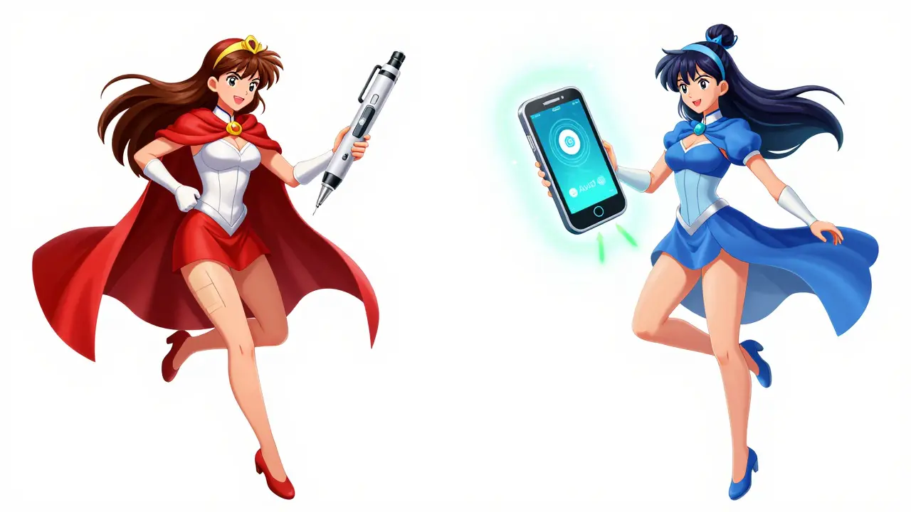 Magical girls compare different auto-injector devices